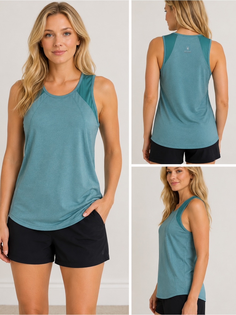 Spyder Teal Performance Mesh-Panel Tank
